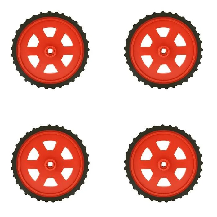 Red BO Wheel + 100 RPM Single Shaft BO Motor - Set of 4 | Robotics Science Project - Image 3